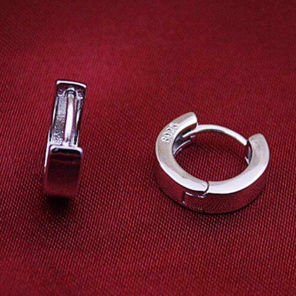 NEW 925 Sterling Silver Small Round Hoop Earrings - Picture 3 of 12